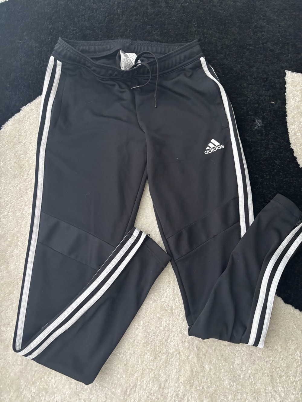 adidas Kids Black Joggers with White Side Stripes